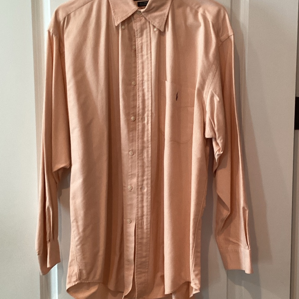 Ralph Lauren Men's Peach Casual Button-Down Shirt. E